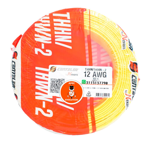 Alambre Centelsa #12 AWG Amarillo Rollo x 100 metros